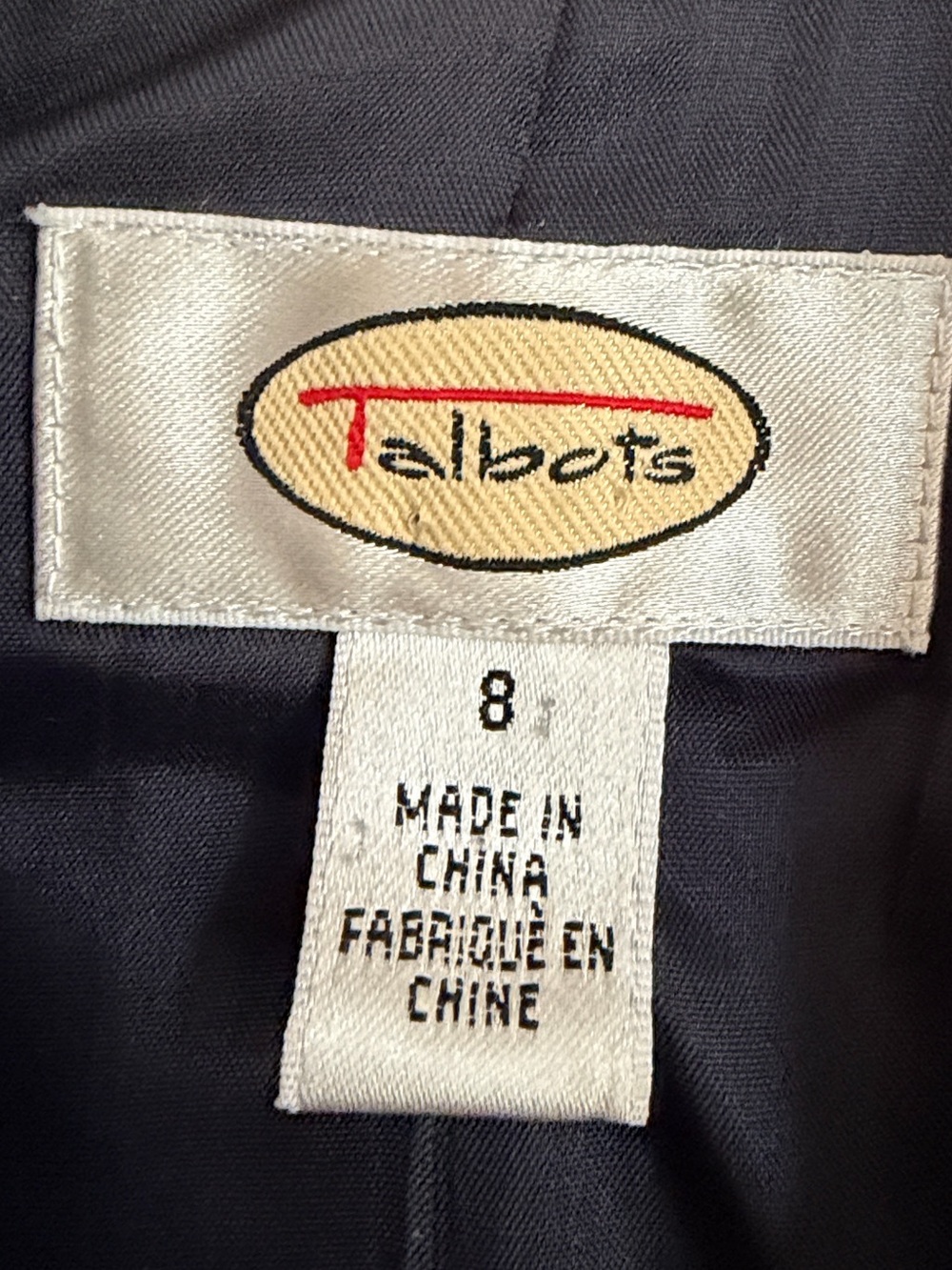 Talbots Navy Blue Cropped Structured Blazer with Burgundy Buttons - Picture 2 of 16